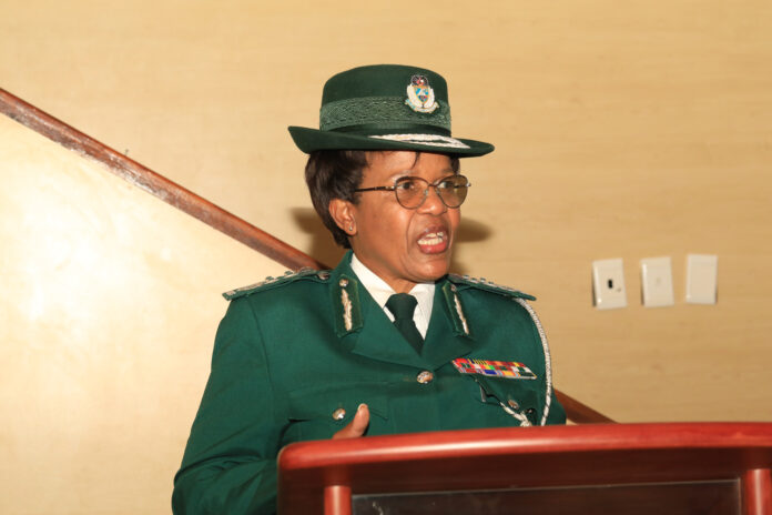 His Majesty Correctional Services (HMCS) Commissioner General (COMGEN) Lomakhosini Phindile Dlamini making her remarks(Courtesy pics)