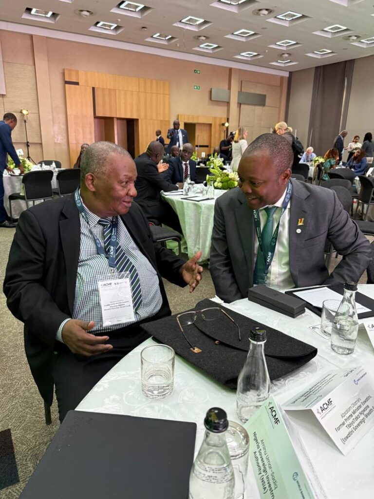 Tibiyo Taka Ngwane Managing Director Absalom Themba Dlamini delivered a keynote address in the African Capital Markets Forum at Sandton Convention Centre. Here he is sharing a light moment with some of the delegates.
