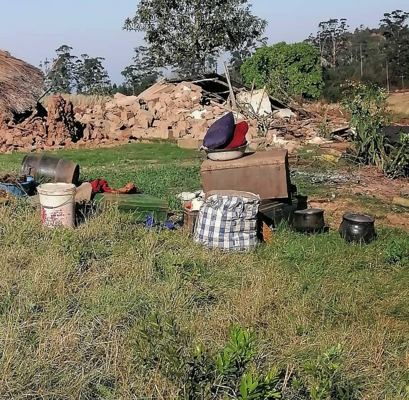 Some of the household items which were left out in in the cold. Two families had to sleep under trees after their homes were demolished at KaMbhoke on Wednesday.