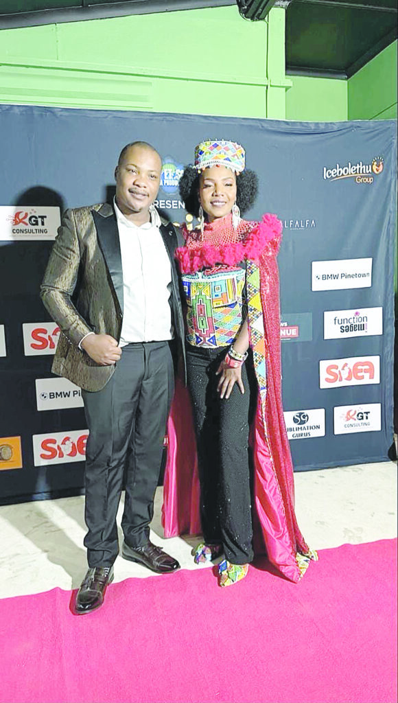 Thando and Thenjiwe share a picture moment after their performance at the Eswatini Theatre Club.