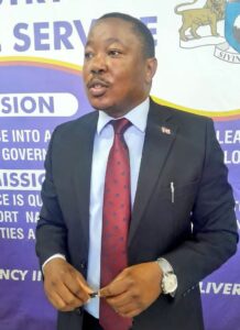 The Civil Service Commisison Chairperson Simanga Mamba making his remarks.