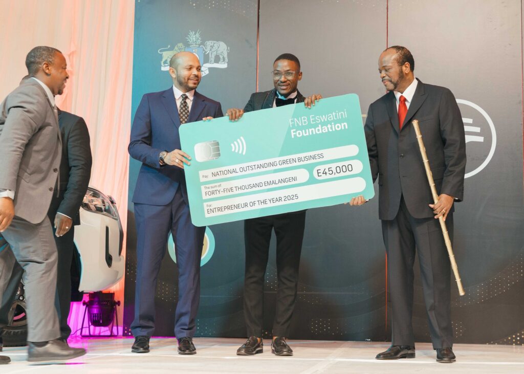 King Mswati III calls on entrepreneurs to build and retain wealth locally during the Entrepreneur of the Year Awards, praising Datamatics Eswatini for global innovation.