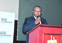 MSME conference must deliver real solutions – Minister Khumalo Minister of Commerce Industry and Trade Manqoba Khumalo making his remarks during the conference.