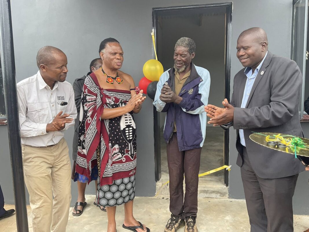 Prince Lonkhokhela inspecting the house that belonged to Wandile Hlatshwako with Gege Member of Parliament Magesi Dlamini and Wandile Hlatshwako.