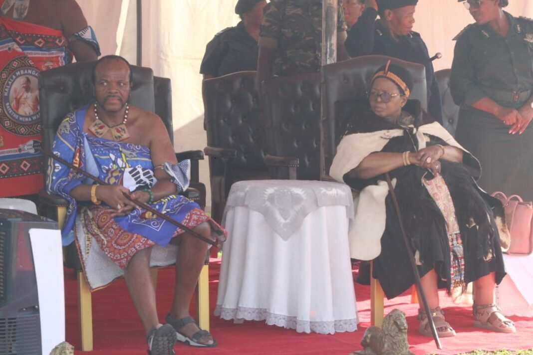 His Majesty and Indlovukazi watching some of the performances prepared for the guests during the event.