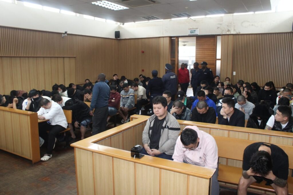 A section of the suspects during their first court appearance at the MbabaneMagistrate’s Court before Principal Magistrate Fikile Nhlabatsi.