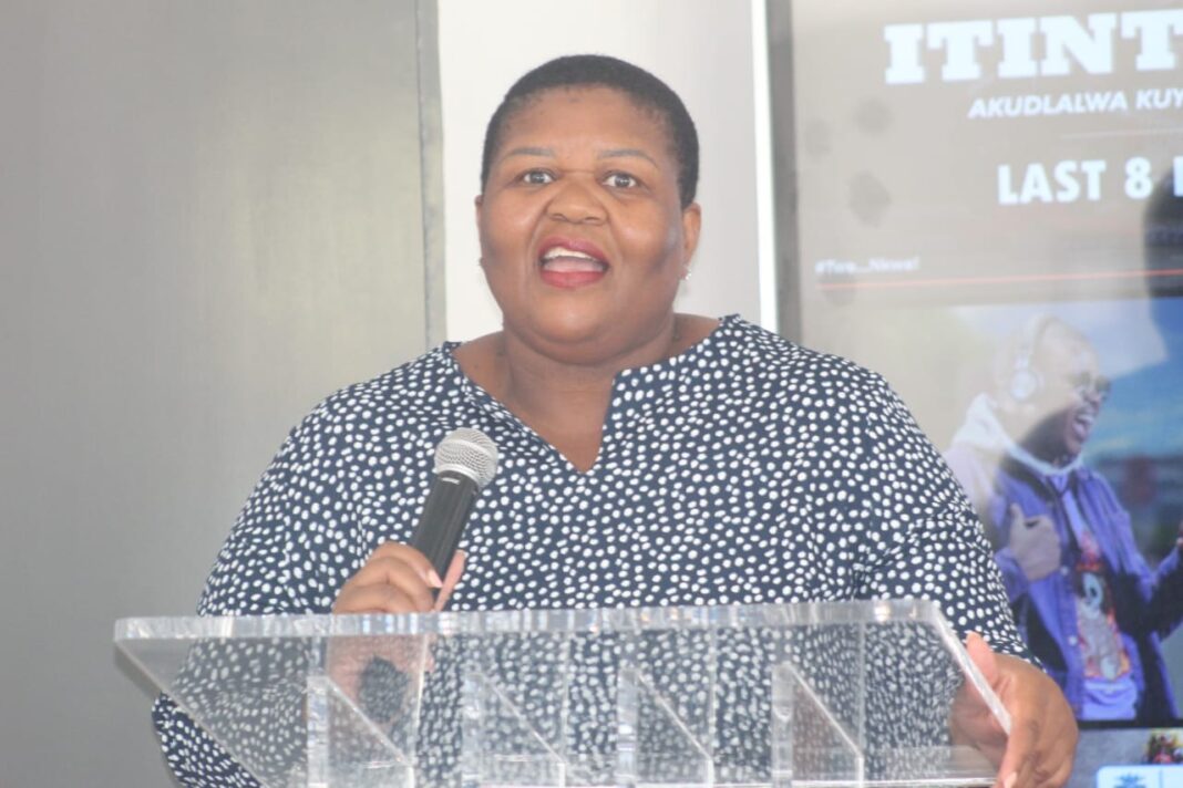 Sincephetelo Motor Vehicle Accidents Fund (SMVAF) Chief Executive Officer Khangeziwe Mabuza delivering her speech.