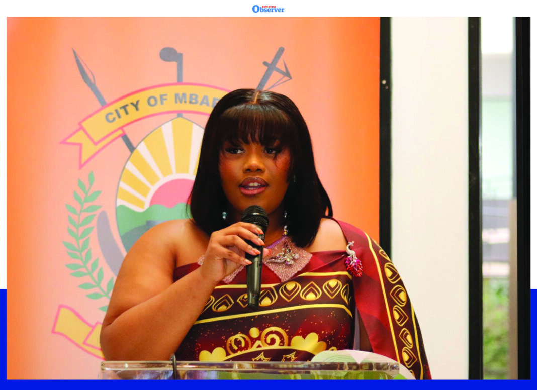 Made in Eswatini Patron Princess Sakhizwe delivering her speech after the official tour of the venue of the second edition of the Consumer Fair.