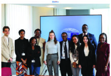 From Mbabane to Brussels: Public Accountability Masterclass Journalist Sibusiso Dlamini and fellow participants in the European Union VisitorsnProgramme (EUVP) with the youngest Member of the European Parliament, 25-year-old Lena Schilling.