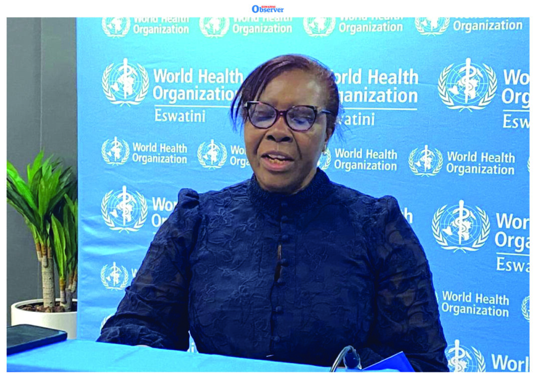 WHO Country Representative DR Susan Tembo making her remarks during the meeting.